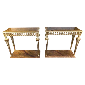 Parcel Paint and Gilt Decorated Pair of Swedish Serving or Console Tables