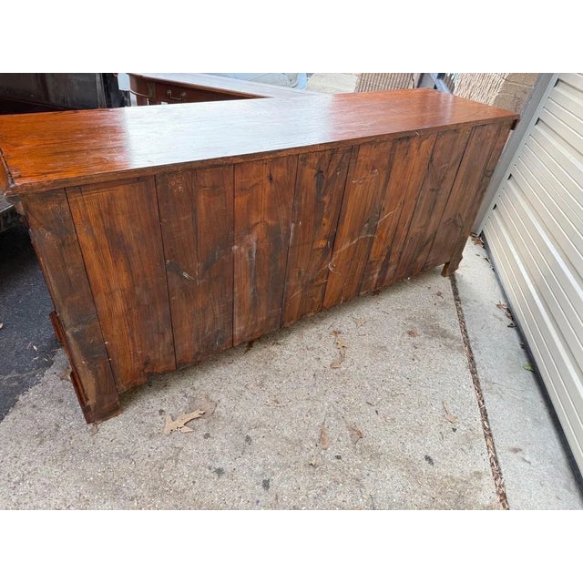 Brown 19th Century Antique Chippendale Style English Solid Oak Inlaid Dresser For Sale - Image 8 of 10