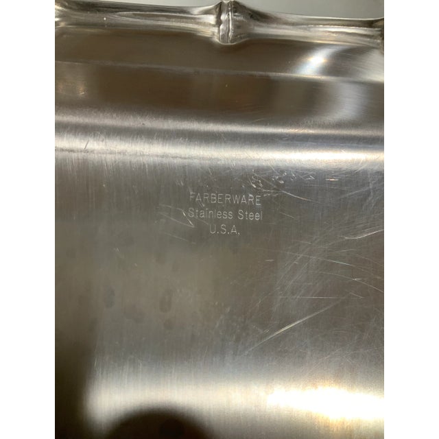 1970's Farberware Bamboo Stainless Steel Tray. Vintage Barware for Palm Beach Regency, Grandmillennial & Bar Cart Decor - See Pics! For Sale - Image 10 of 10