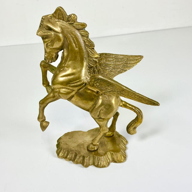 Figurative Mid-Century Boho Chic Hollywood Regency Brass Pegasus Sculpture For Sale - Image 3 of 16