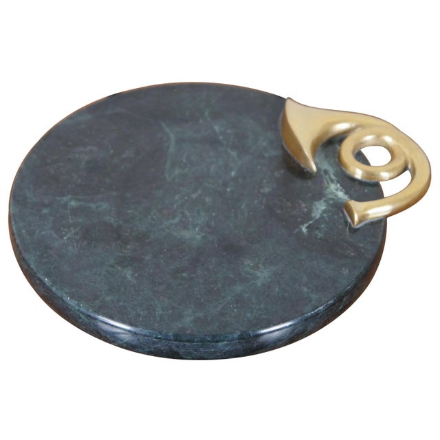 Vintage round green marble cheese plate / serving tray / champagne / wine / magnum bottle coaster featuring a musical...