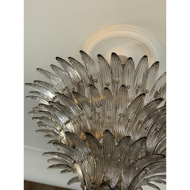 Murano Chandeliers with Feather Prisms, 2010, Set of 2 For Sale - Image 4 of 10