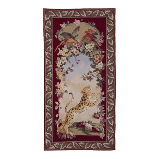 Cheetah Portiere I Needlepoint Tapestry - 188 X 93 Cm (6'2" X 3'1") - Requires Rod Size 2 For Sale