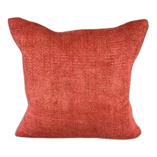 20 x 20 Hemp Pillow Turkish Cushion Natural Pinkish Red Pillow Cushion Cover For Sale