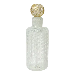 Murano Seguso Vintage White Ribbons Gold Leaf Stopper Italian Art Glass Perfume Vanity Bottle