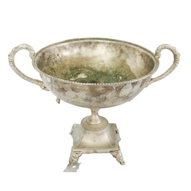 Exceptional patinated Jardinière with ornate handles. A lovely vessel for arranging vibrant orchids with moss. Verdigris...