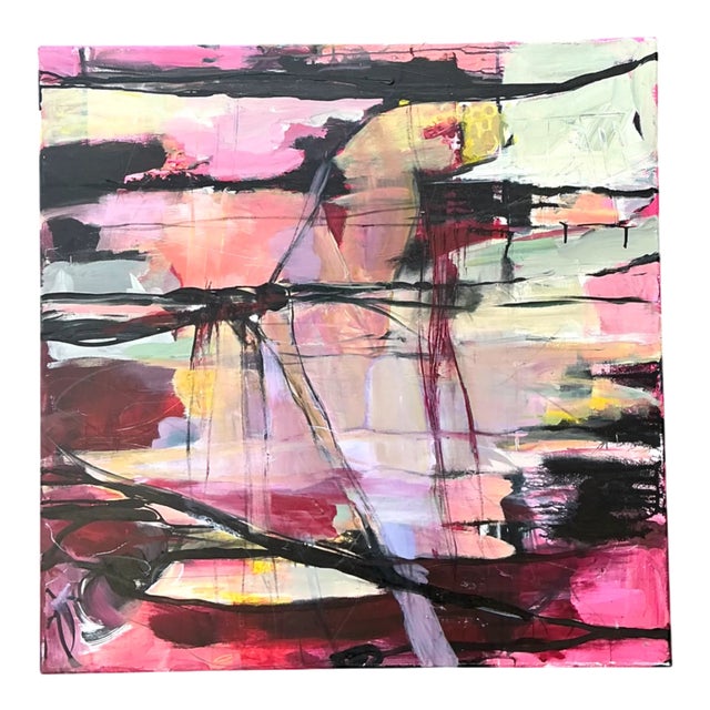 Vintage Abstract Expressionist Oil Painting on Canvas For Sale