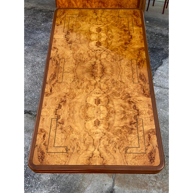 Mid-Century Modern Vintage Dining Table With Maple Root Burl + ‘Radial’ Brass Drum Base | in the Style of Stanley Jay Friedman for Brueton in Mid 20th Century For Sale - Image 3 of 12