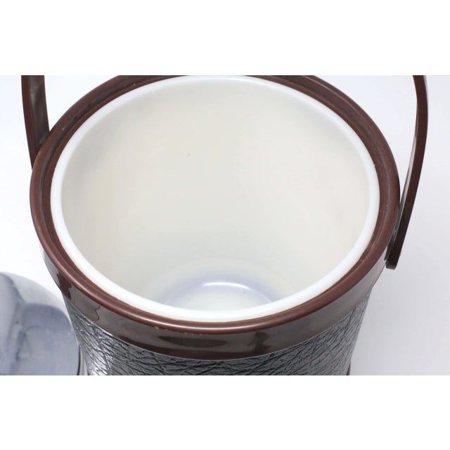 Vintage Textured Black, Brown and Chrome Ice Bucket For Sale In Tampa - Image 6 of 9