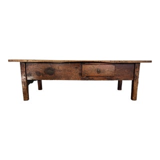 Rare French Oak 19c Rustic Farmhouse Coffee Table For Sale