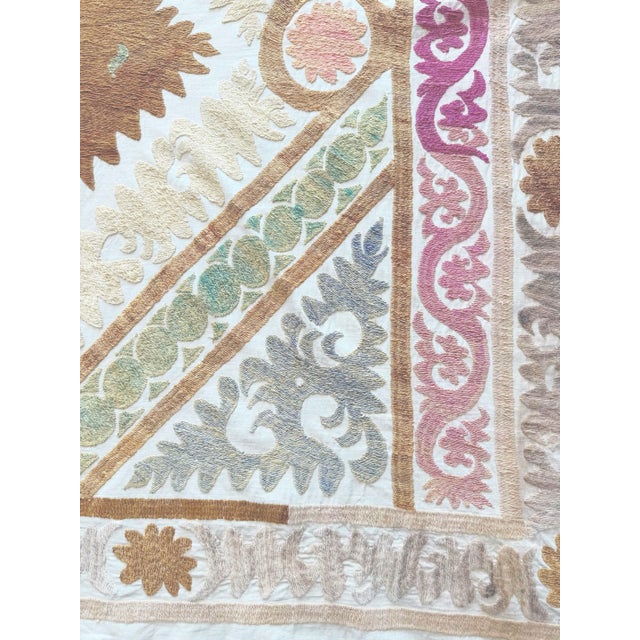 1960s Suzani Tablecloth - Embroidered Embroidery For Sale - Image 5 of 8