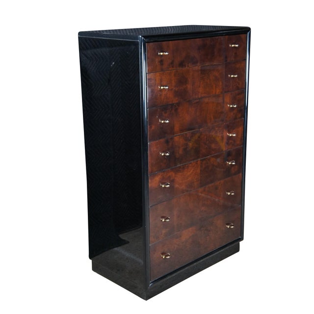 Henredon Scene Three High Chest of Drawers, an iconic Mid-Century Modern design blending Art Deco and Asian-inspired...