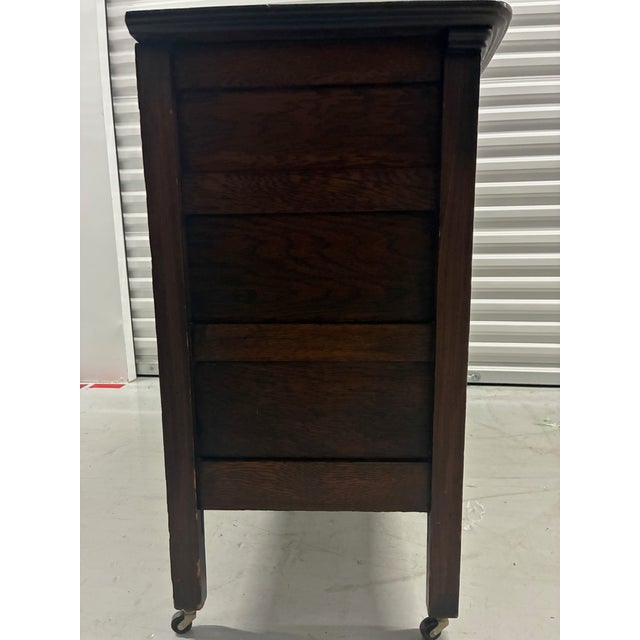 Antique Vintage Victorian Solid Tiger Oak Wood Accent Dresser Chest of Drawer For Sale In Chicago - Image 6 of 12