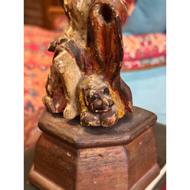 18th Century St. Mark With Lion Santos Polychrome Sculpture For Sale - Image 10 of 11