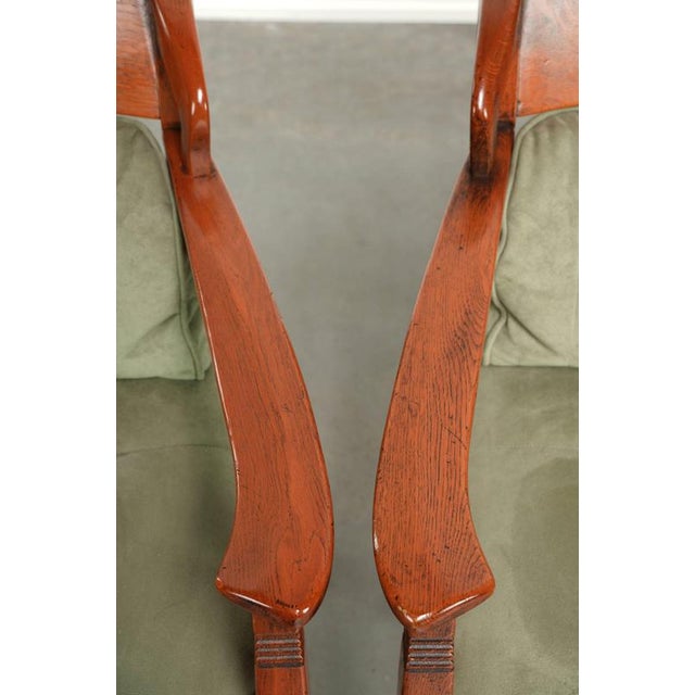 Brown Art Nouveau Jugendstil Dining Chairs with Suede Upholstery from Schuitema, Set of 2 For Sale - Image 8 of 15