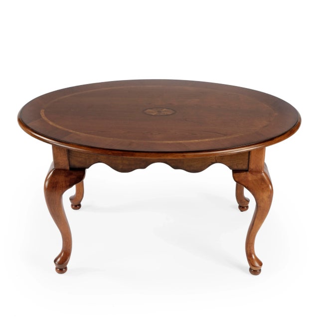 Spritely Home Accent Furniture Grace Oval 4 Legs Coffee Table, Medium Brown For Sale - Image 4 of 9