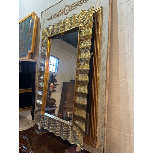 Modern Murano "Zig-Zag" Mirror in Gold For Sale - Image 3 of 5