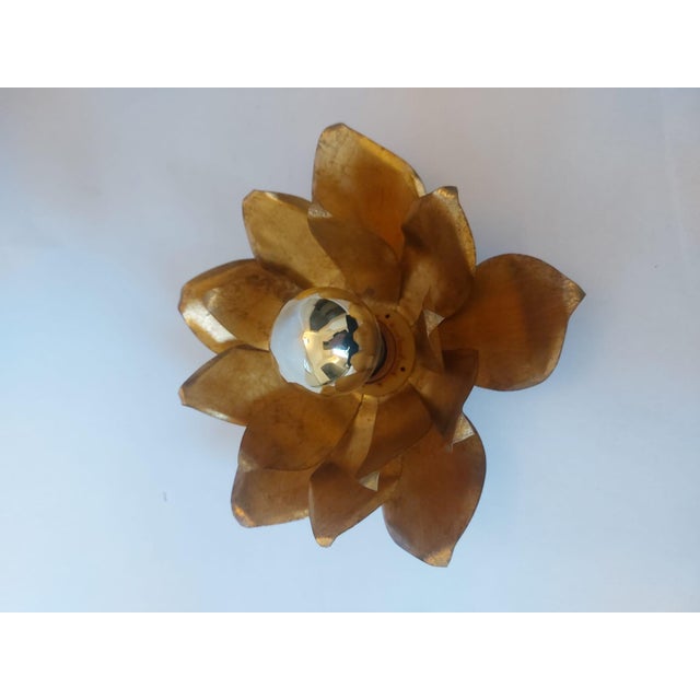 Hollywood Regency Gilt Lotus Wall Sconce, Italy, 1970s For Sale - Image 10 of 18