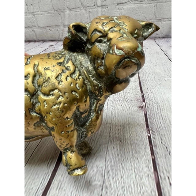 Antique English Solid Brass Decorative Bull For Sale - Image 9 of 13