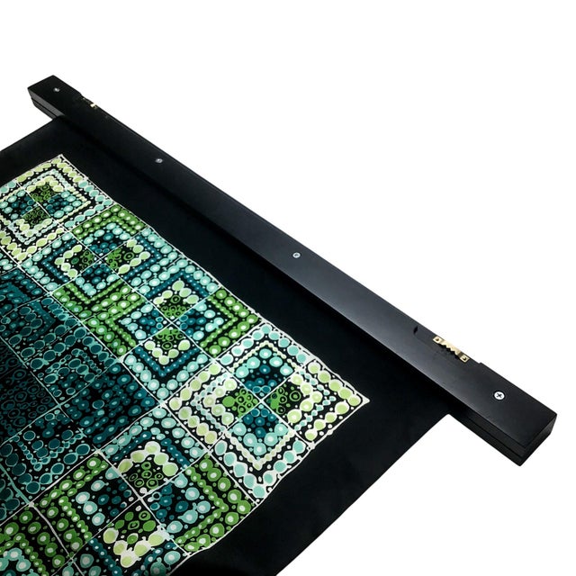 Abstract Pure Silk Twill Vintage Scarf With Wall Hanging Scarf Holder For Sale - Image 3 of 10