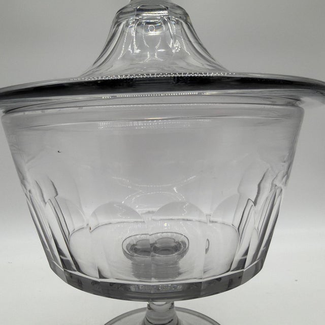 Early 19th Century Antique Blown & Cut Flint Glass Covered Compote, Probably Pittsburgh, Circa 1840s For Sale - Image 5 of 18