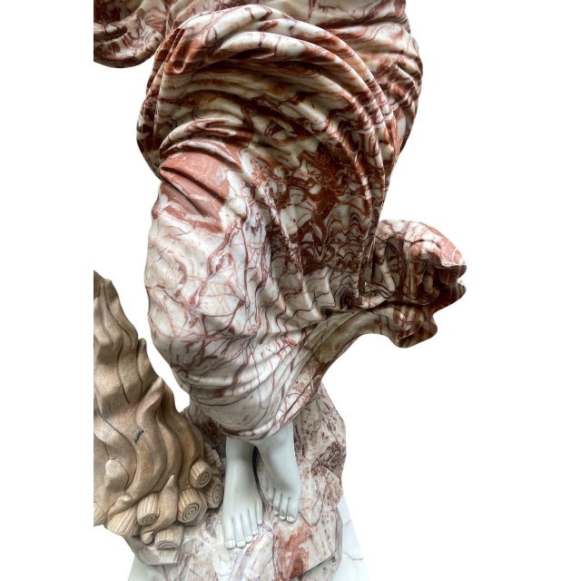Red Late 20th Century Italian Life-Size Marble Sculpture of a Dancing Girl. For Sale - Image 8 of 13
