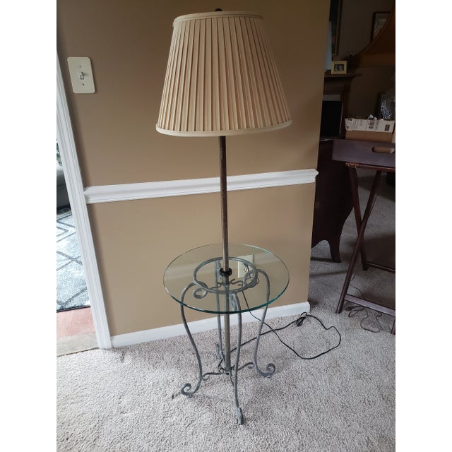 Frederick Cooper Iron Floor Lamp With Glass Table For Sale - Image 13 of 13