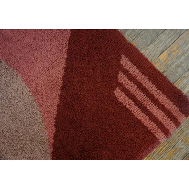 1930s Red Abstract Antique English Art Deco Carpet 3'x5'10" Handknotted Wool Rug For Sale - Image 11 of 11