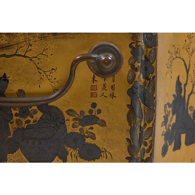 Antique 19th Century Chinese Export Black Lacquer Tea Caddy For Sale - Image 4 of 13