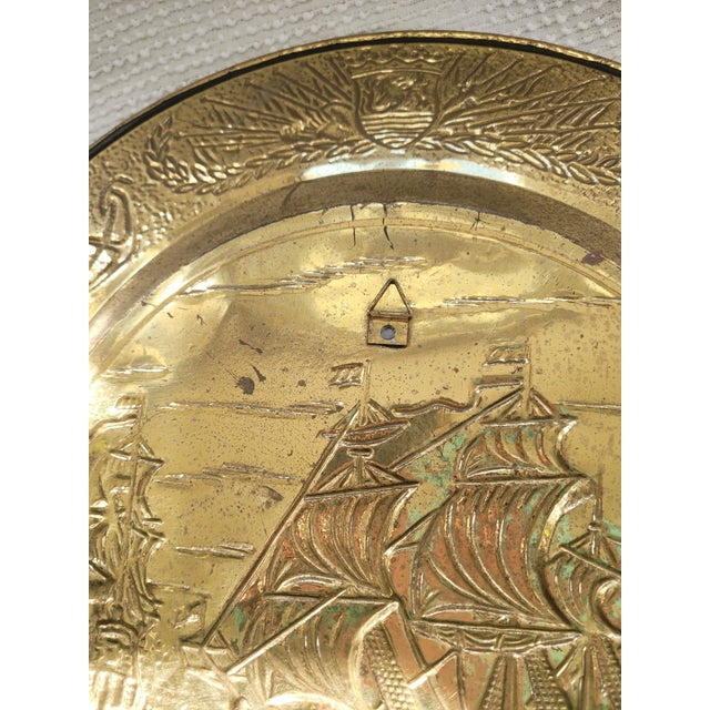 Large Mid 20th Century English Repoussé Brass Nautical Wall Plaques - Pair For Sale In Mobile - Image 6 of 6