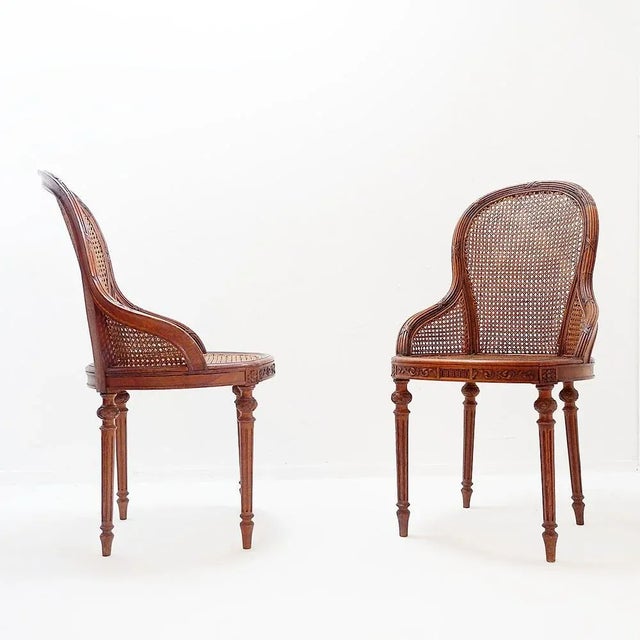 Early 20th Century Louis XVI Mahogany Armchairs, Set of 2 For Sale - Image 4 of 16