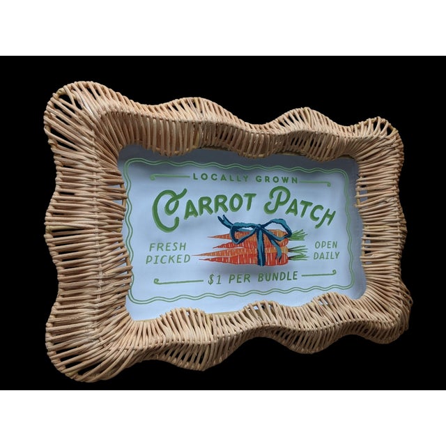 Spring Rattan Wicker Carrot Patch Wall Sign For Sale - Image 4 of 8