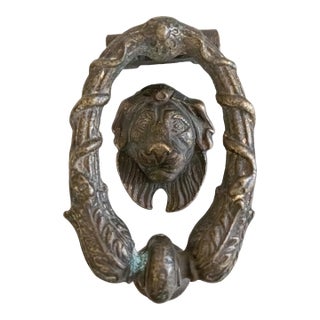 19th Century French Brass Lion Door Knocker For Sale