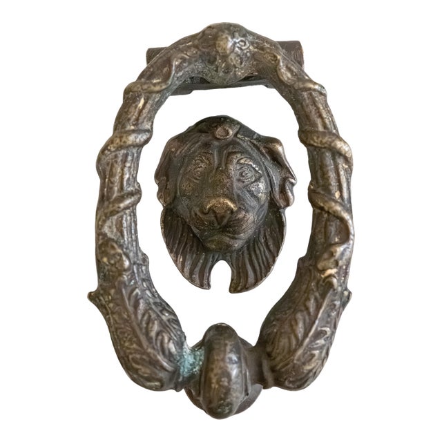 19th Century French Brass Lion Door Knocker For Sale