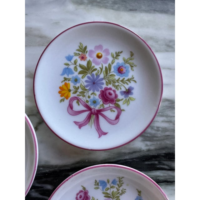 LastCHANCE!Vintage Reutter Porzellan Germany Flowers & Ribbon Motif Butter Pat Plates - Set of 4 For Sale In Seattle - Image 6 of 12