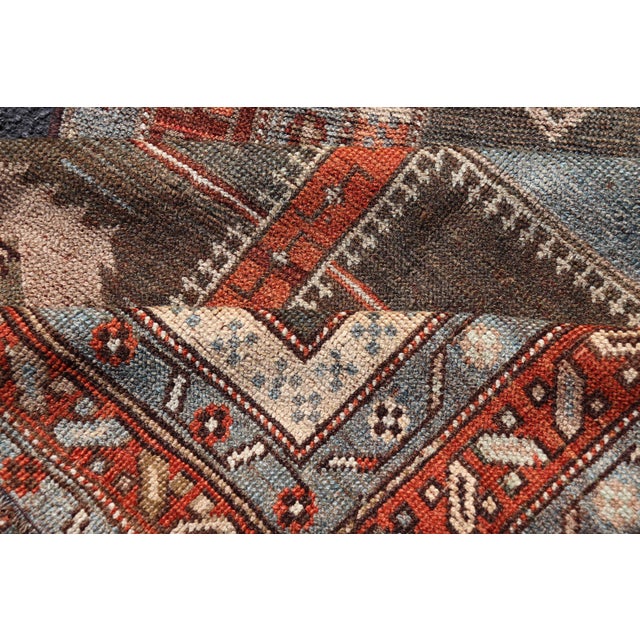 Antique Lori Gallery Runner With Geometric Tribal Medallion Design in Soft Tones For Sale - Image 11 of 12