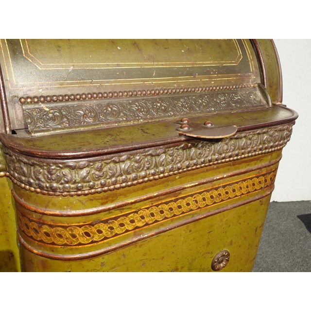 Large Green Coffee Bin 19th Century Toleware by Henry Troemner of Phily Pa For Sale - Image 10 of 13