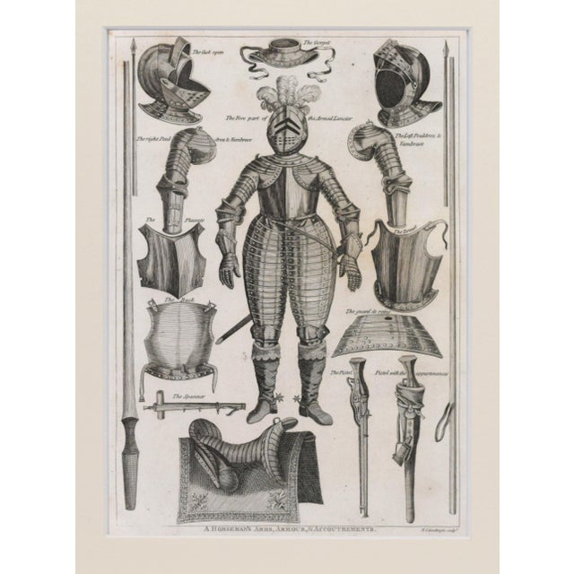 Gothic 19th Century Engraving of Medeival English Armour 1801 For Sale - Image 3 of 4