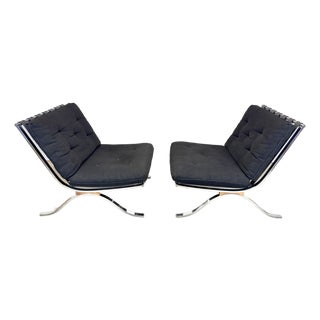 Mid Century Modern Barcelona Style Lounge Chairs by Selig Made in Italy For Sale