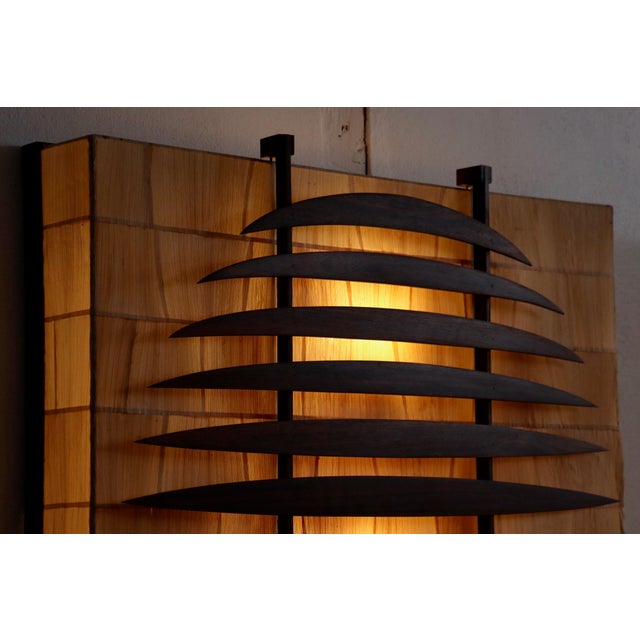 Sculptural Walnut and Paper Wall Lights, Italy, 1960s For Sale - Image 4 of 17