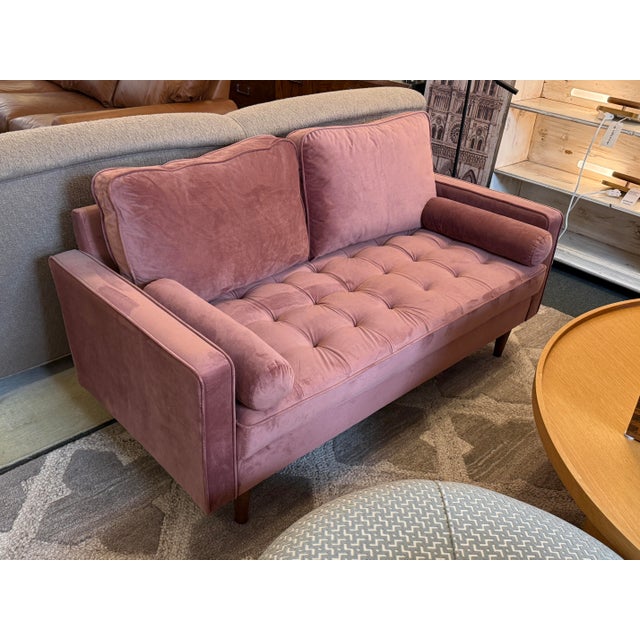 2020s Modway Valour Velvet Apartment Sofa, Rose Pink For Sale - Image 5 of 12