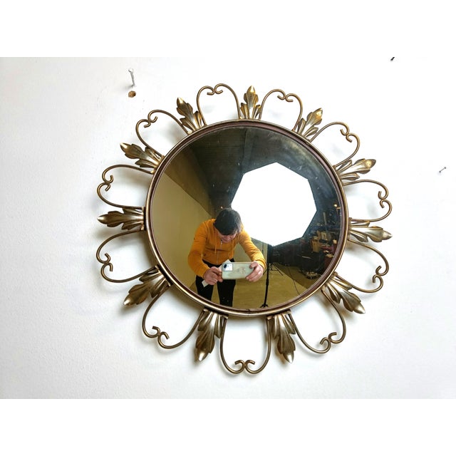 Vintage Brass Sunburst Mirror, 1960s For Sale - Image 4 of 10