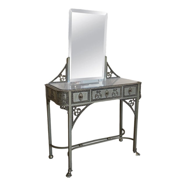 19th Century French Bronze Mirrored Dressing Table or Vanity with Mirror For Sale