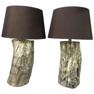 Silvered Giltmetal on Wood Table Lamps - a Pair