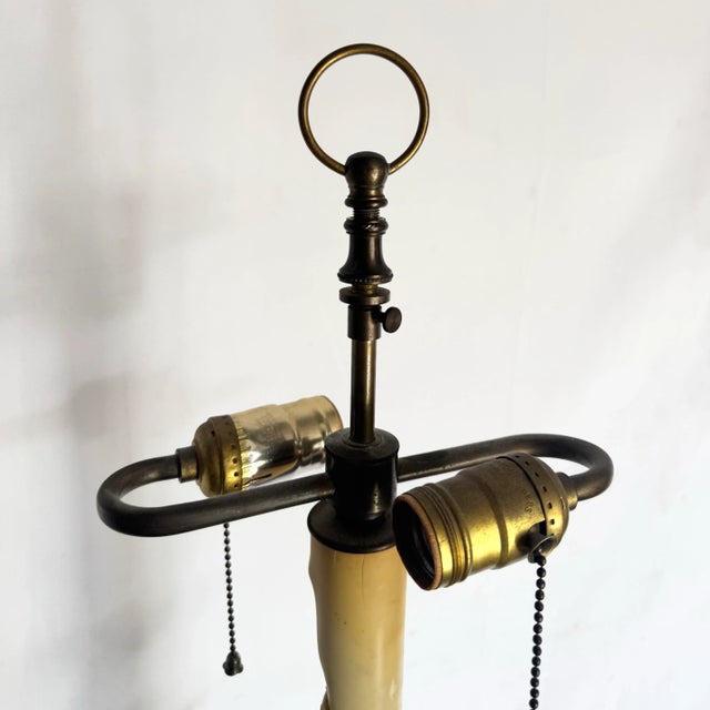 Traditional Vintage Etched Brass Candlestick Table Lamp For Sale - Image 3 of 9