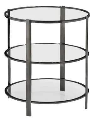 Jonathan Charles Modern Black Nickel and Glass 3-Tier Gatsby End Table