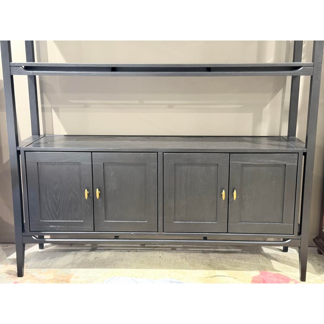 Early 21st Century Arhaus Brock Dark Twilight Ash Wood Open Bookcase Cabinet For Sale - Image 5 of 10