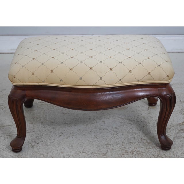 Thomasville Curved Queen Anne Style Chair & Ottoman For Sale - Image 12 of 18
