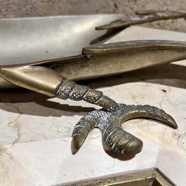 1970s Handwrought Parrot Dish Metal Stone Style Los Castillo Mexico For Sale In San Diego - Image 6 of 12