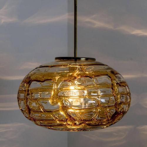 Amber Murano Glass Pendant Lamps, 1960s, Set of 2 For Sale - Image 9 of 18